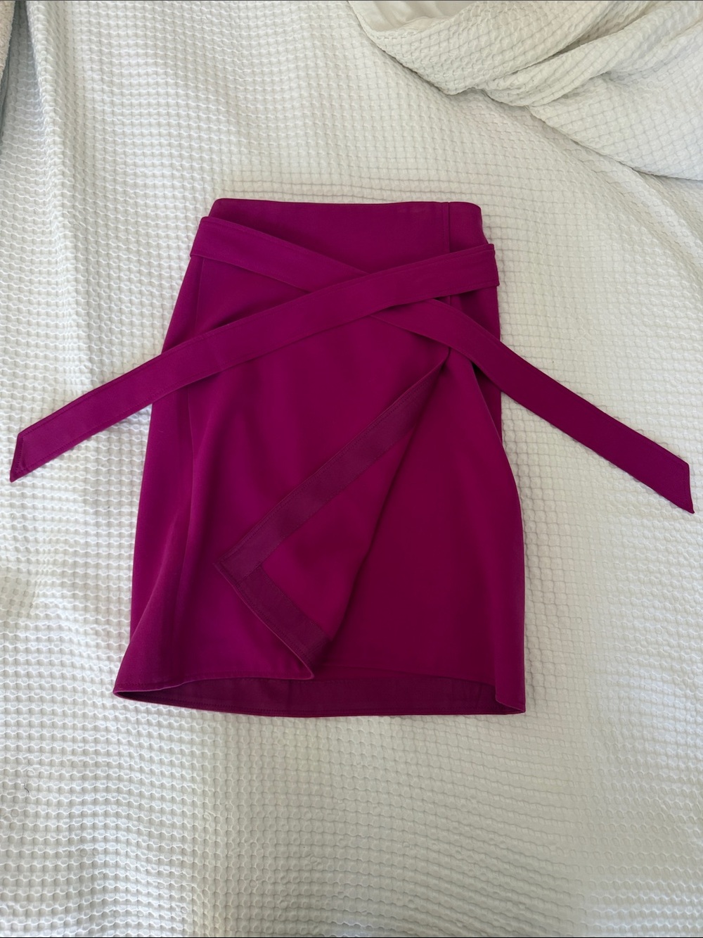 Fuchsia Wrap Pencil Skirt with Tie Waist